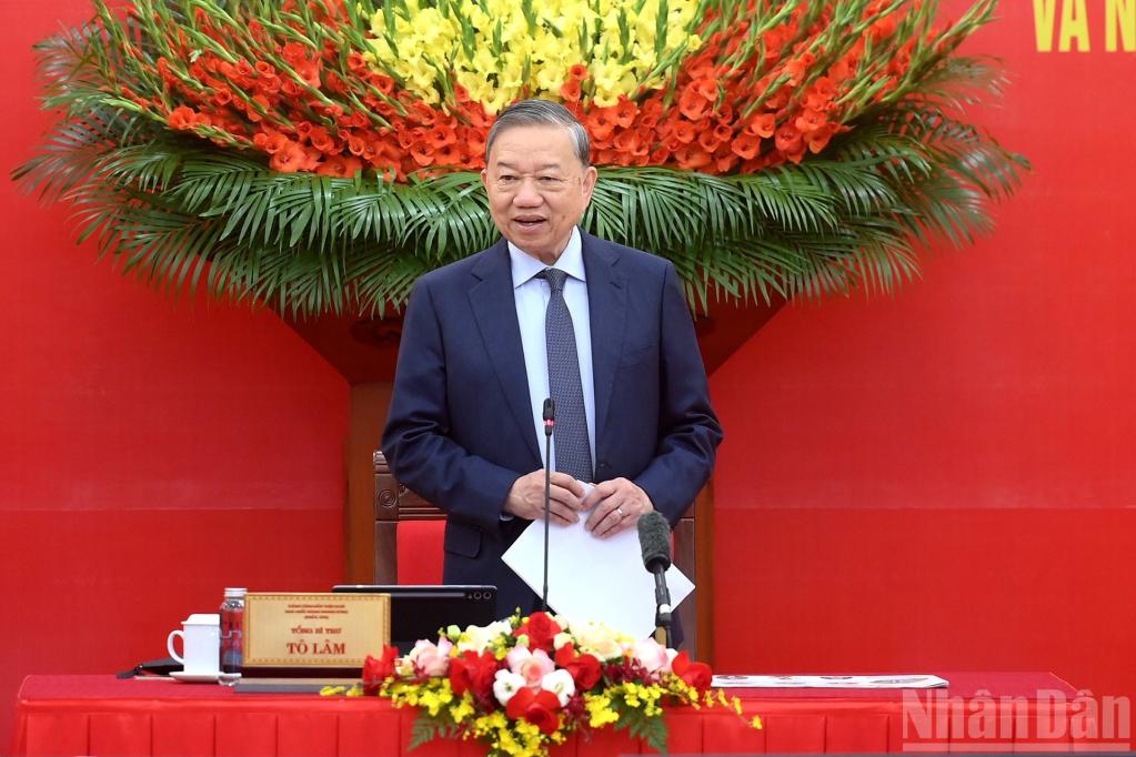 Tổng Bí thư Tô Lâm phát biểu chỉ đạo tại hội nghị.